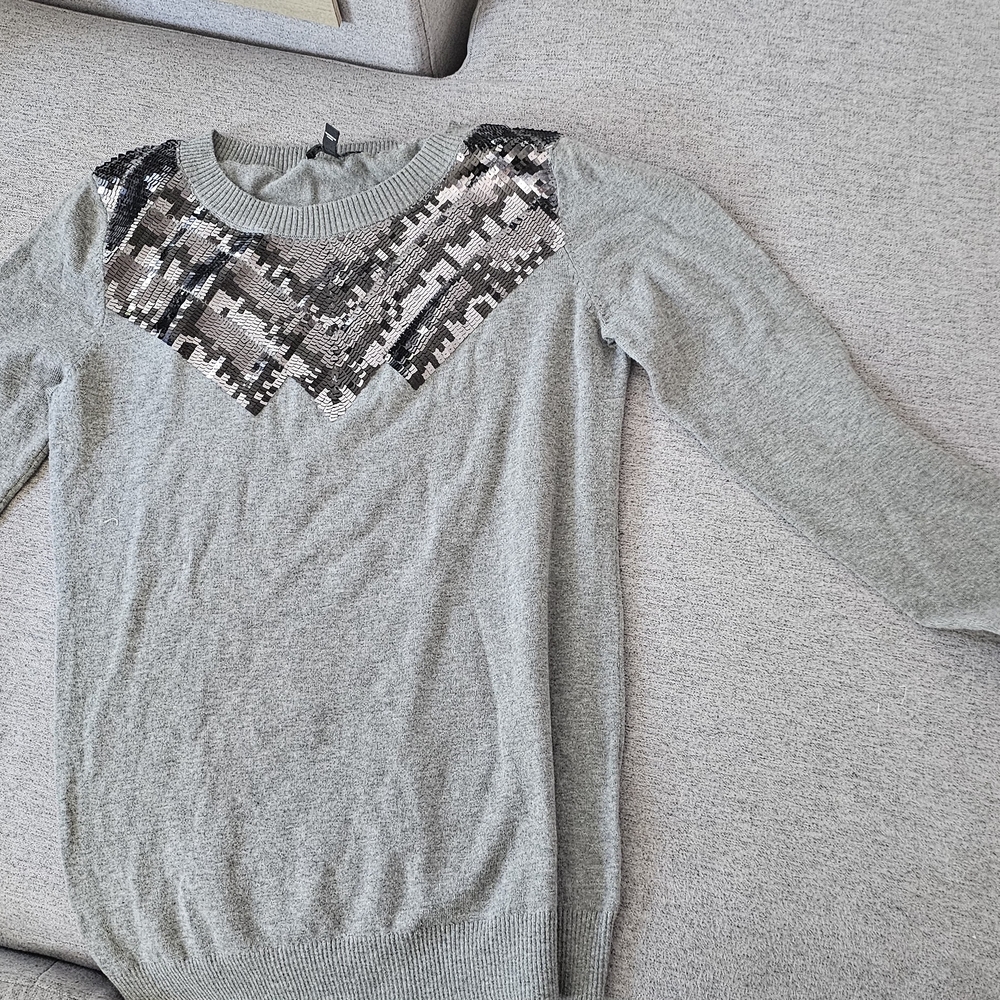 Gray Sweater with Sequin Detail